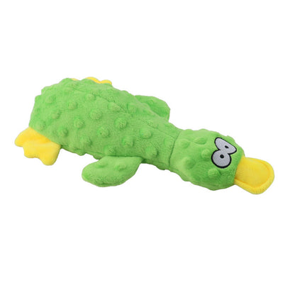 Juguetes interactivos duraderos de peluche de pato arrugado y chirriante para perros