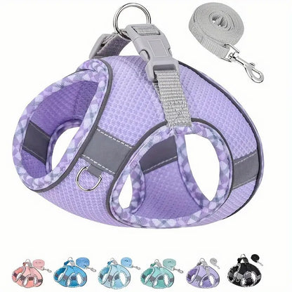 No Pull Adjustable Reflective Pet Harness and Leash Set for Cat & Small Dogs