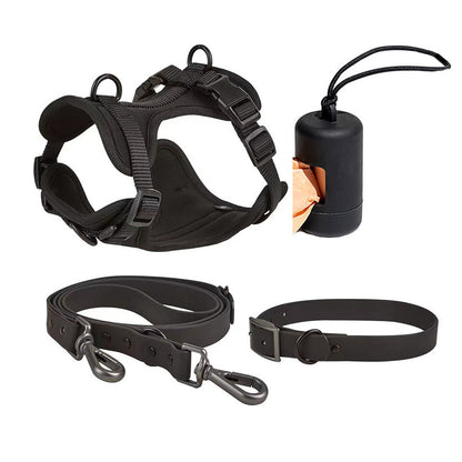 Waterproof Luxury PVC Dog Harness Dog Collar and Leash Set