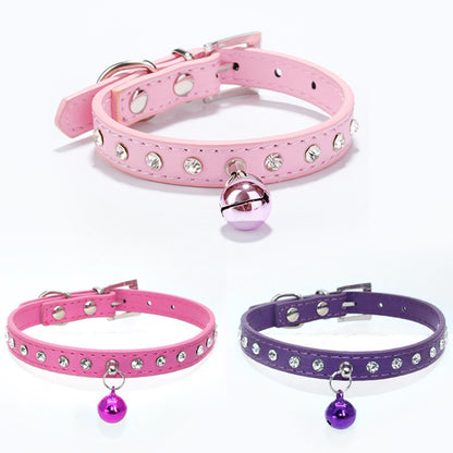 Rhinestone Cat Collar Cute Crystal Diamond Soft Suede PU Leather Puppy Collars
