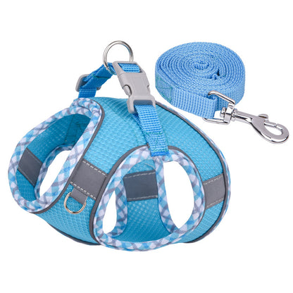 No Pull Adjustable Reflective Pet Harness and Leash Set for Cat & Small Dogs