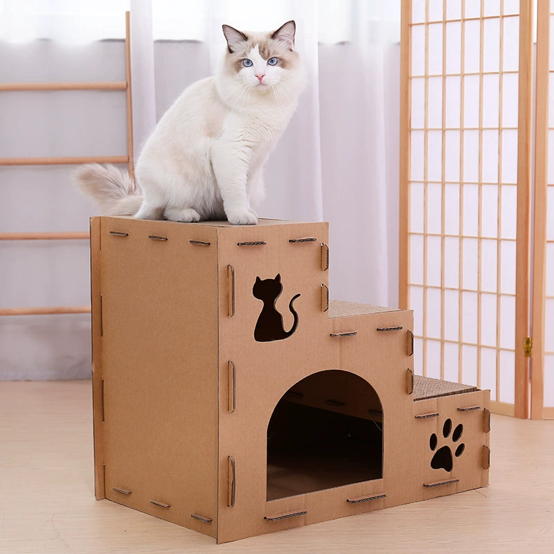 Cat scratching board cat litter integrated cat claw board house villa corrugated cat scratching board extra large carton cat litter cat box