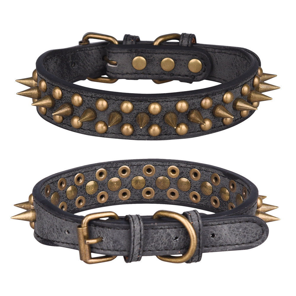 Collares para mascotas de cuero PU ajustables con remaches y púas personalizados con forma de hongo 