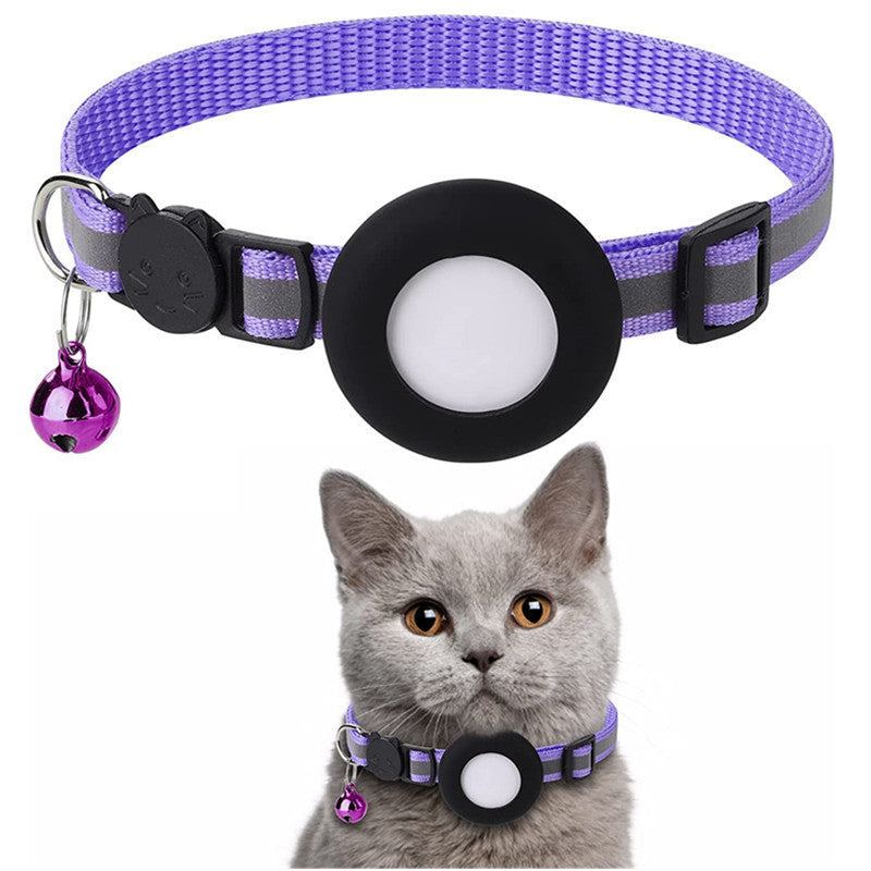 Adjustable Cat Collar With Ball Reflective Stripe for Apple Airtag Silicone