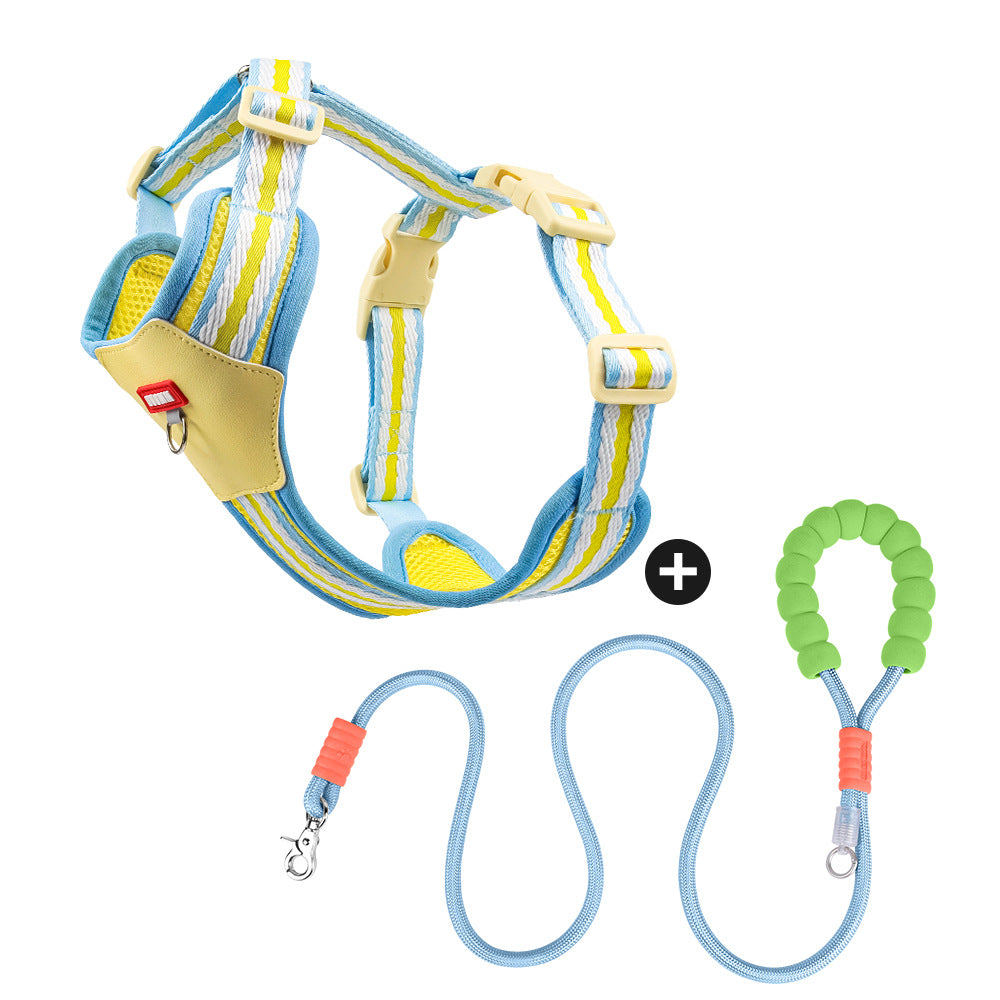 Bomei Puppy Outdoor Walking with Printed Pattern Dog Harness and Leash