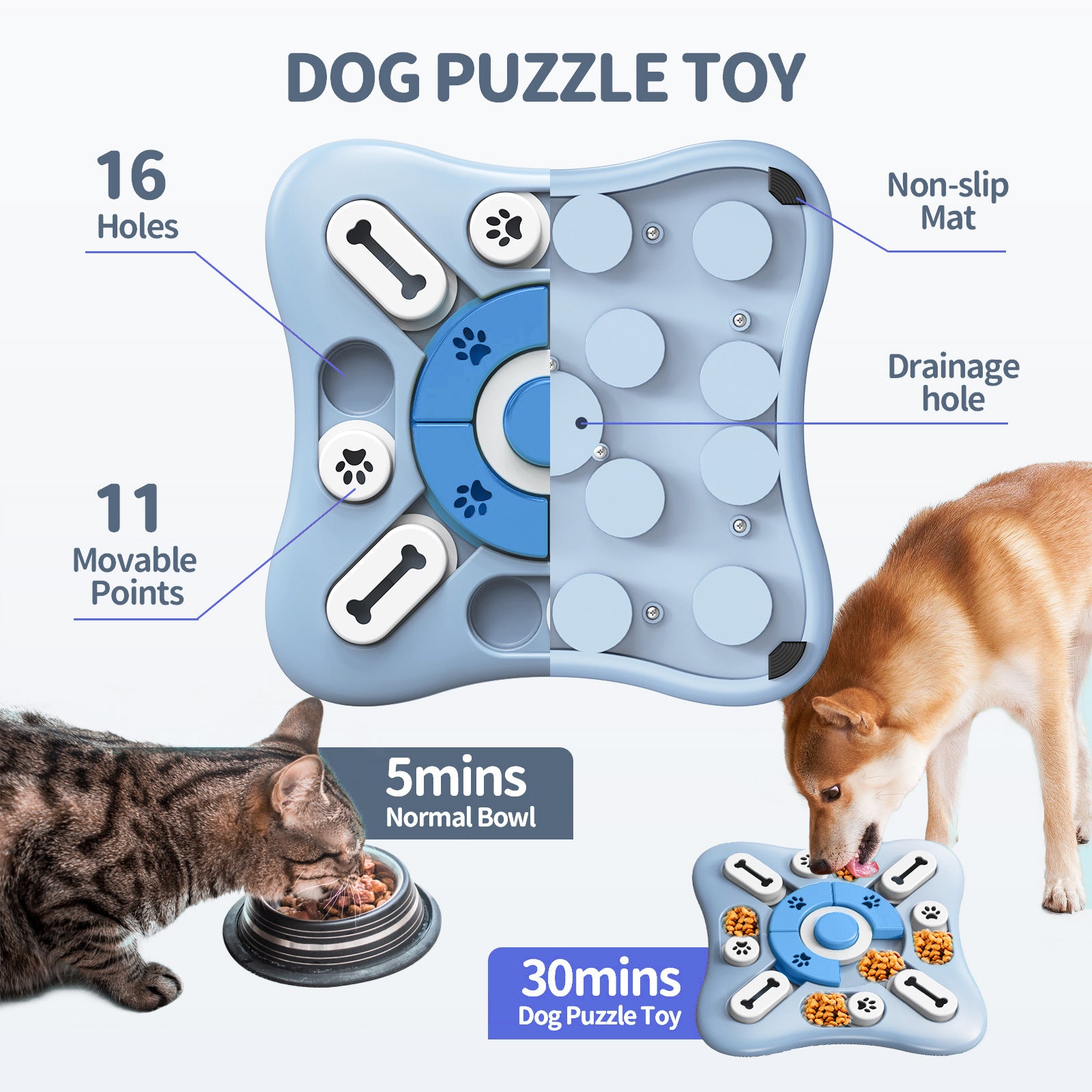 non-slip mat and fun slow feeder dog puzzle toys
