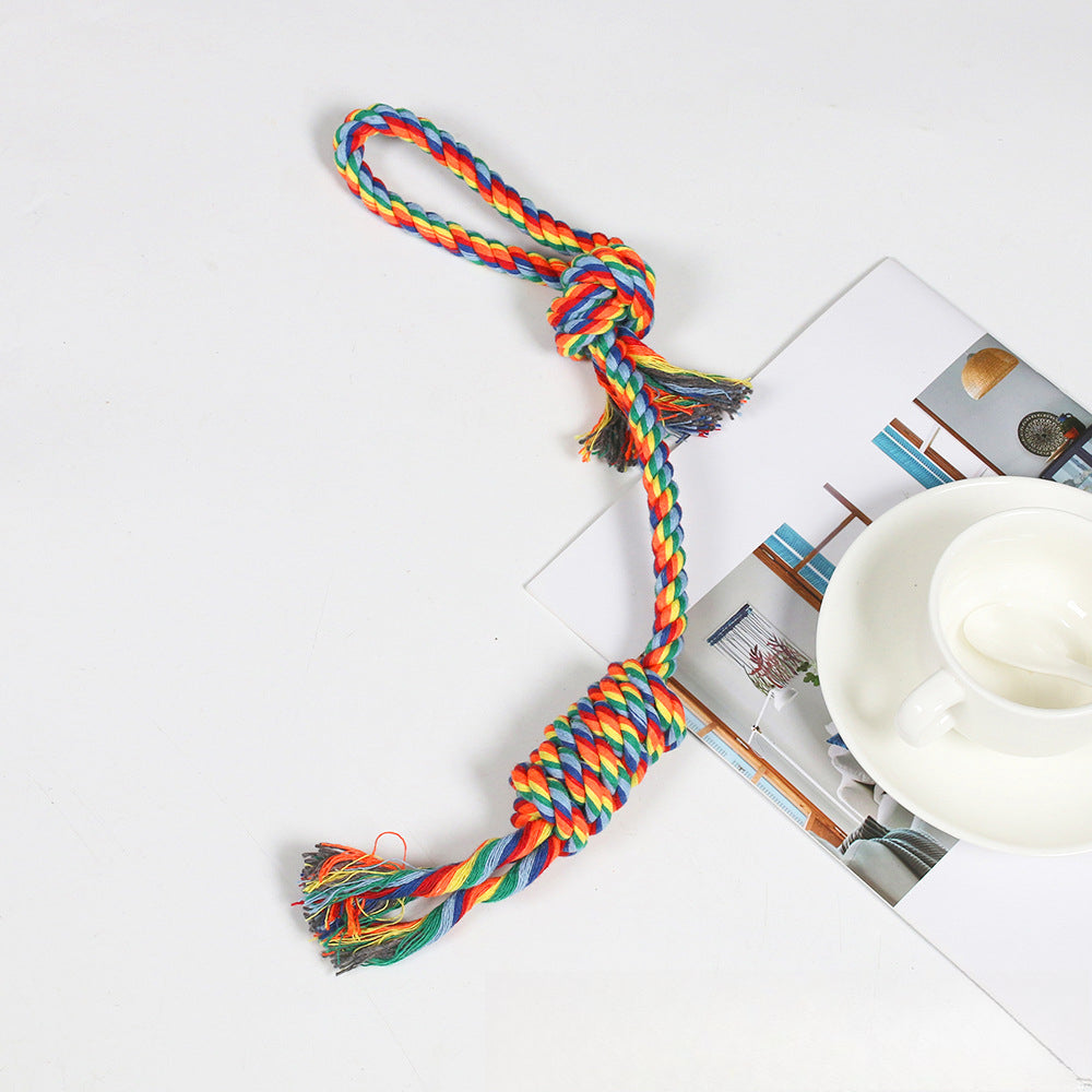 Dental Cleaning Chew Bite Resistant Rainbow Color Pet Dog Rope Toy Set