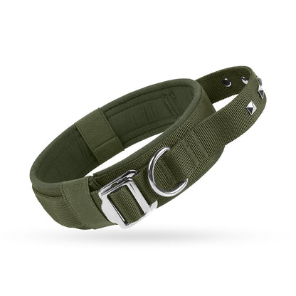 waterproof army green rivet dog collar 