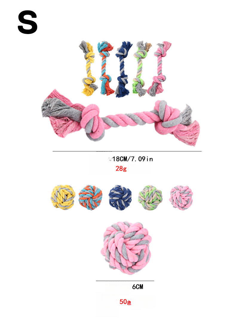 Eco-Friendly Waterproof Dog Hand-Woven Cotton Ball and Knot Chew Pet Toy