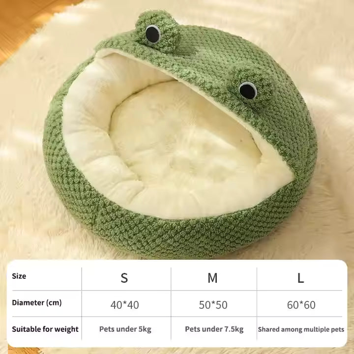 Frog Shaped Cat Bed Warm for Cats and Small Dogs Winter Sleeping Nest