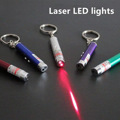 3 pcs Interactive Electric Cat Toys Red Laser Pointer Flashlight Keychain Cat Toy