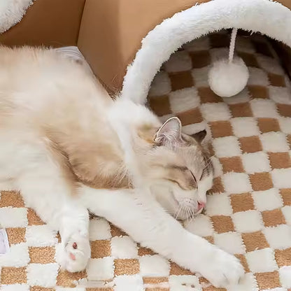 Removable Washable Soft Cat Mat 2 in 1 Grey Cat Pet Play Bed Cat Tunnel