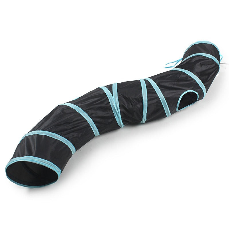 Collapsible blue S 2 way cat tunnel toy