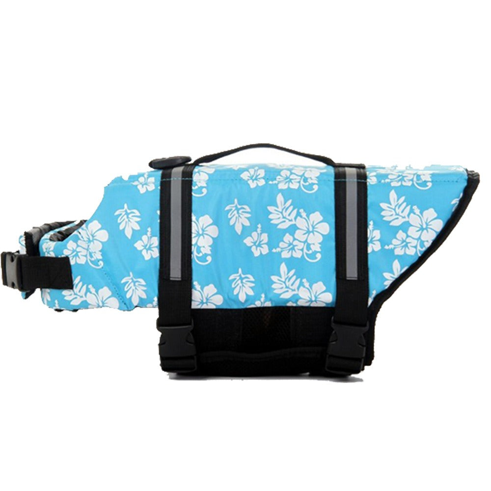 blue flower reflective dog life jacket 