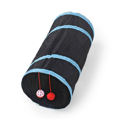  collapsible blue straight though cat tunnel toy