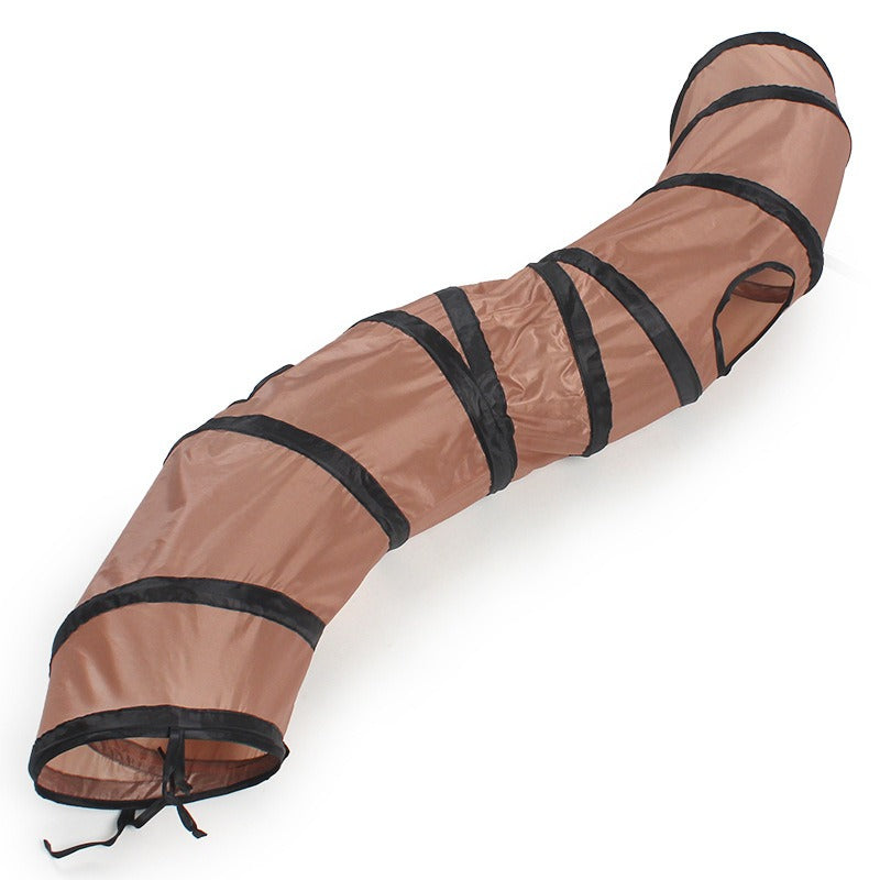 Collapsible brown S 2 way cat tunnel toy