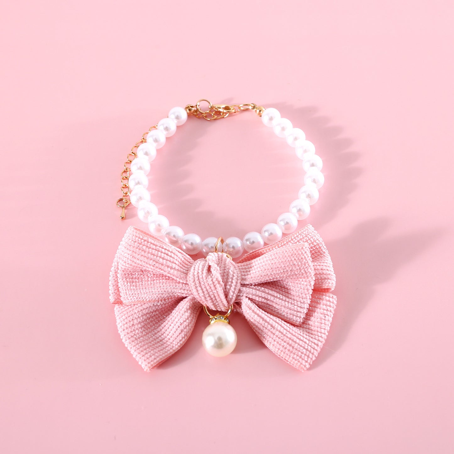Dog Pearl Necklace Fancy Pearls Jewelry Cat Collar With Bowtie Accessory