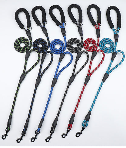 Dog Leash Reflective Traffic Padded Double Handle Lead for Control Safety Training