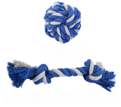 Eco-Friendly Waterproof Dog Hand-Woven Cotton Ball and Knot Chew Pet Toy