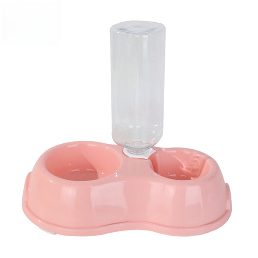 Pet Food Water Bowl Dog Cat Feeder Bowl Double Pet Bowls with Automatic Water Bottle