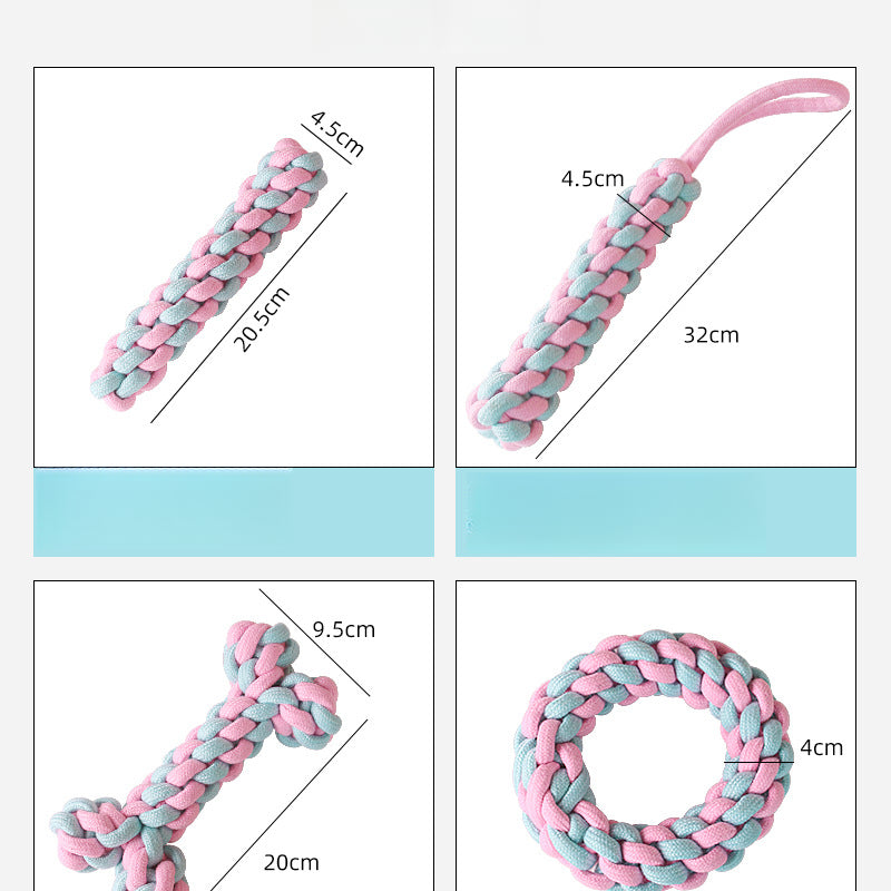 Woven Cotton Rope Toys Customized Color Blocked Dog Chew Stick Toys