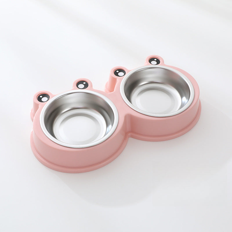 Double Food & Water Stainless Steel Pet Bowls Non-Slip with Cute Modeling