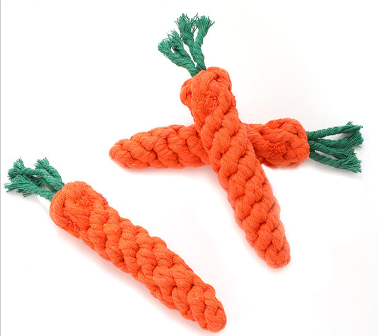 3 PCS Carrot Dog Teething Toy Pet Chew Cotton Knot Carrot Toy