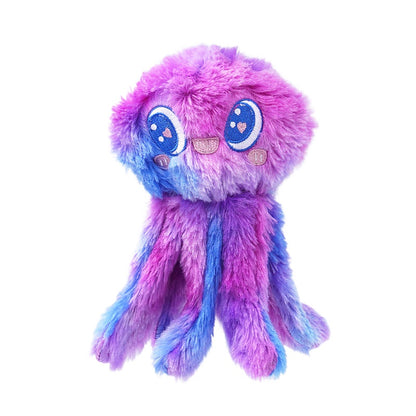 Pet Teething Chew Toy Interactive Plush Colorful Jellyfish Squeaky Dog Toy