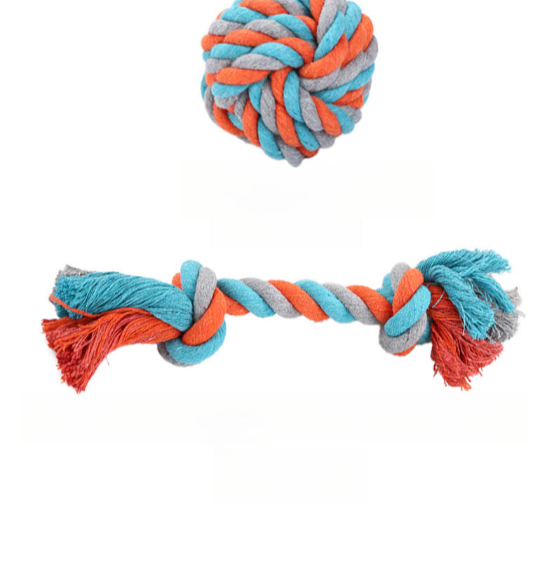 Eco-Friendly Waterproof Dog Hand-Woven Cotton Ball and Knot Chew Pet Toy