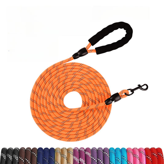 Long Dog Leash with Comfortable Padded Handle and Highly Reflective Threads