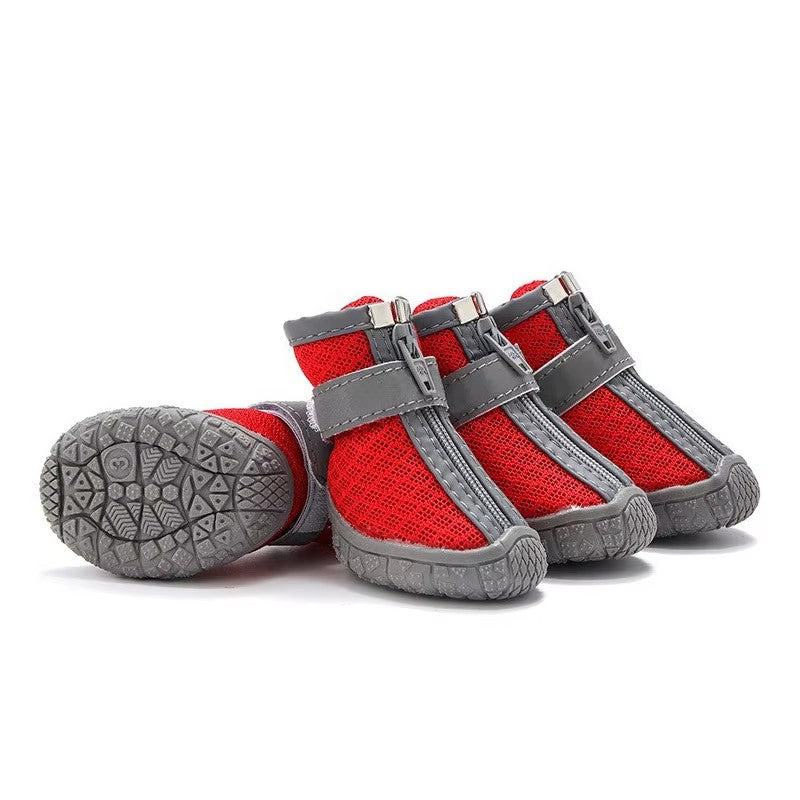 4pcs Air Mesh Surface Dog Shoes With Reflective Strips Small Medium Large Dog