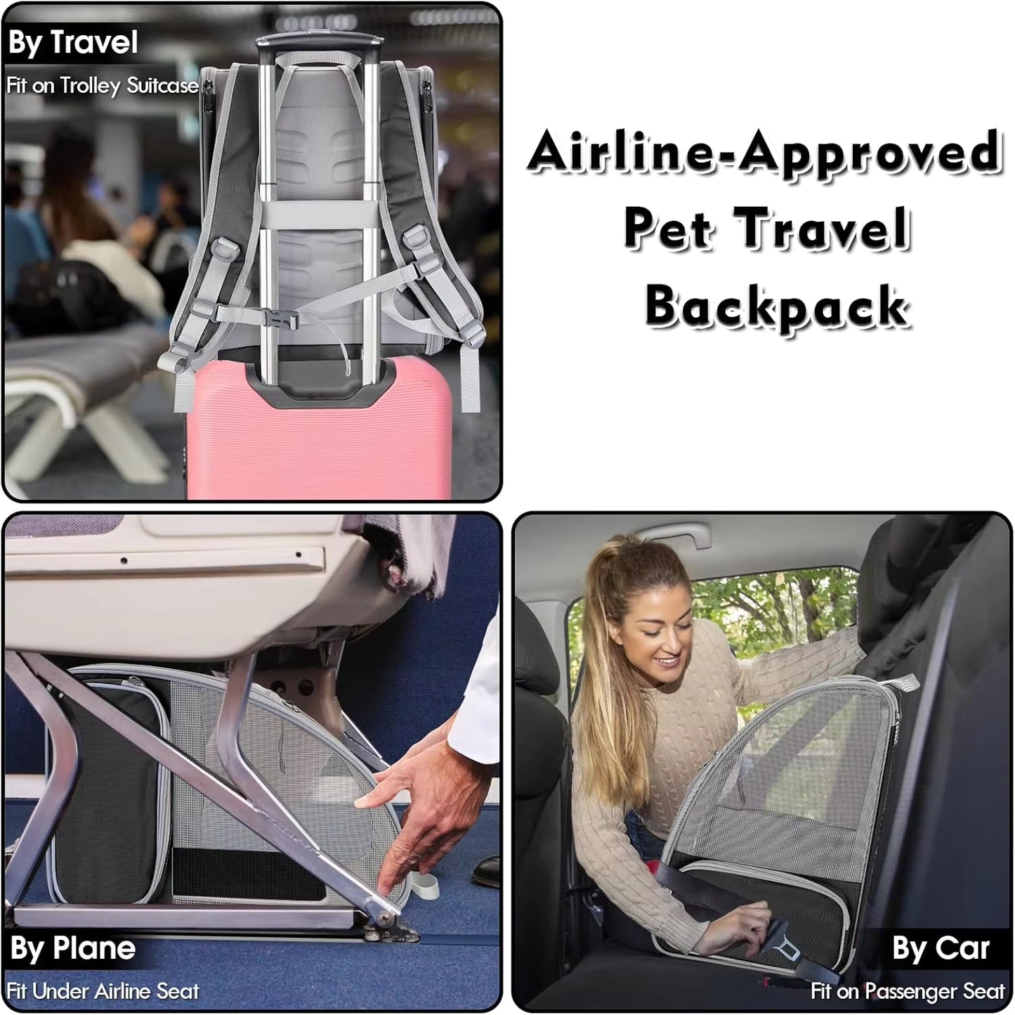 Expandable Pet Carrier Breathable Collapsible Soft Cat Travel Bag