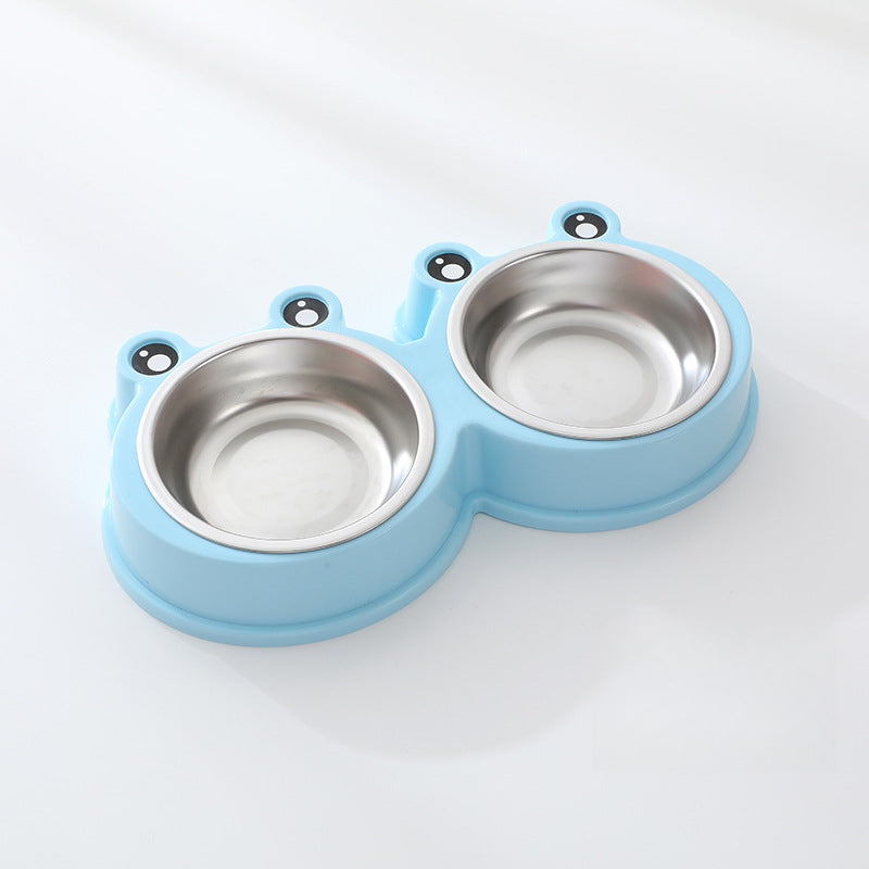 Double Food & Water Stainless Steel Pet Bowls Non-Slip with Cute Modeling
