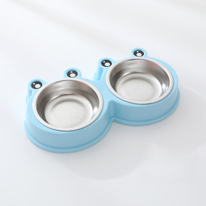 Double Food & Water Stainless Steel Pet Bowls Non-Slip with Cute Modeling