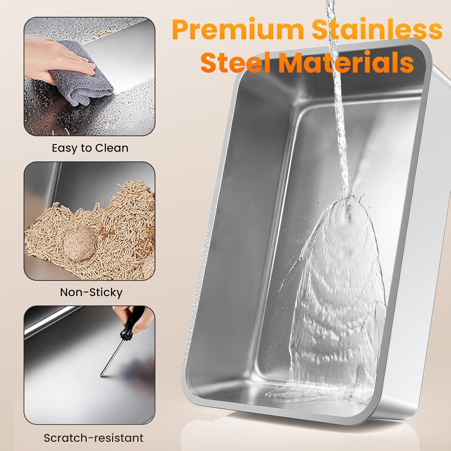 premium stainless steel materials cat liiter box