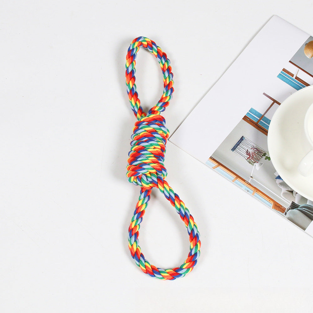 Dental Cleaning Chew Bite Resistant Rainbow Color Pet Dog Rope Toy Set