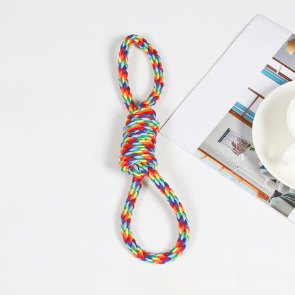Dental Cleaning Chew Bite Resistant Rainbow Color Pet Dog Rope Toy Set