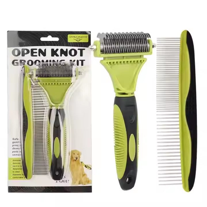 2 in 1 Cat Hair Brush Matel Dog Undercoat Rake Pet Grooming Comb