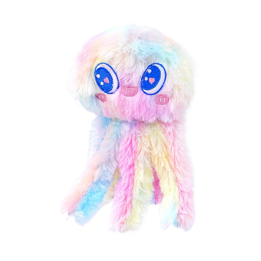 Pet Teething Chew Toy Interactive Plush Colorful Jellyfish Squeaky Dog Toy