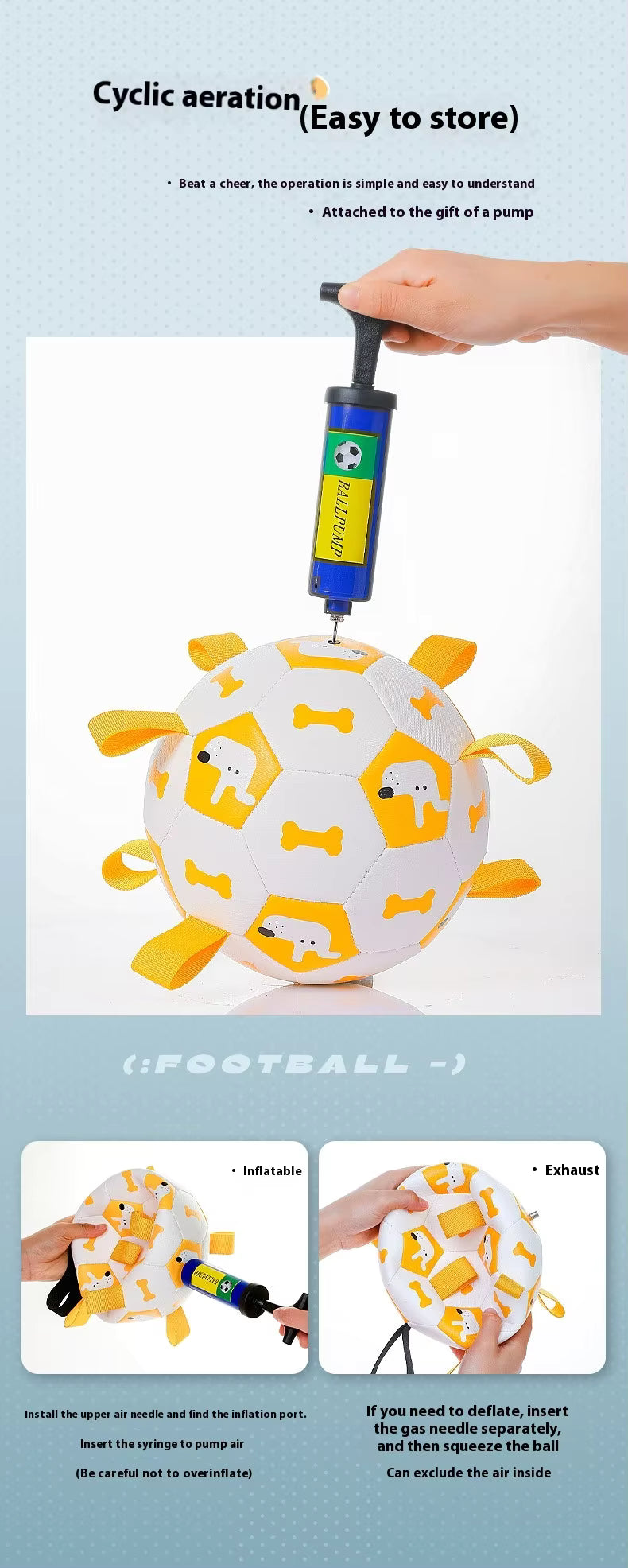 Soccer Ball with Straps Interactive Dog Toys for Water & Tug Toy