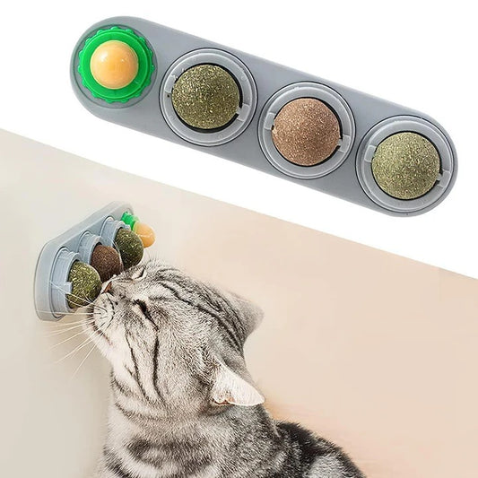 4 Pack Catnip Toys Safe Healthy Cat Wall Ball Toy