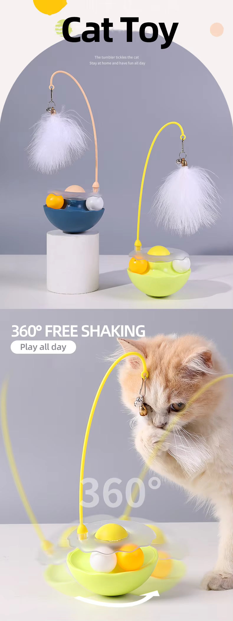 Interactive Feather Toy Funny Removable Tumbler Cat Toy Feather