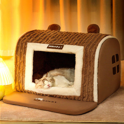 Dog House Warm Cave Sleeping Nest Detachable Foldable Soft Pet Beds
