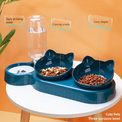 3in1 Pet Water Feeder 15 Degrees Non Slip Plastic Pet Bowl