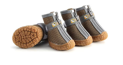 4pcs Air Mesh Surface Dog Shoes With Reflective Strips Small Medium Large Dog
