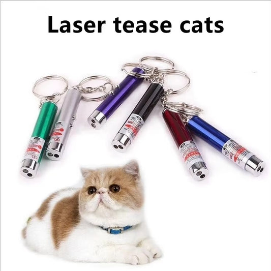3 pcs Interactive Electric Cat Toys Red Laser Pointer Flashlight Keychain Cat Toy