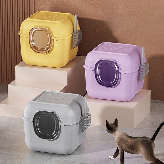 plastic full enclosed cat litter box