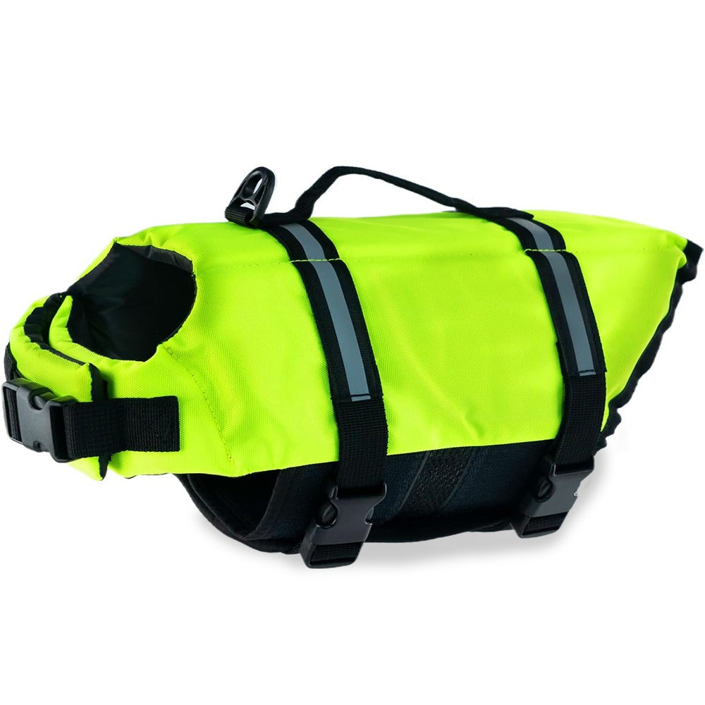 green adjustable belt dog life jacket 