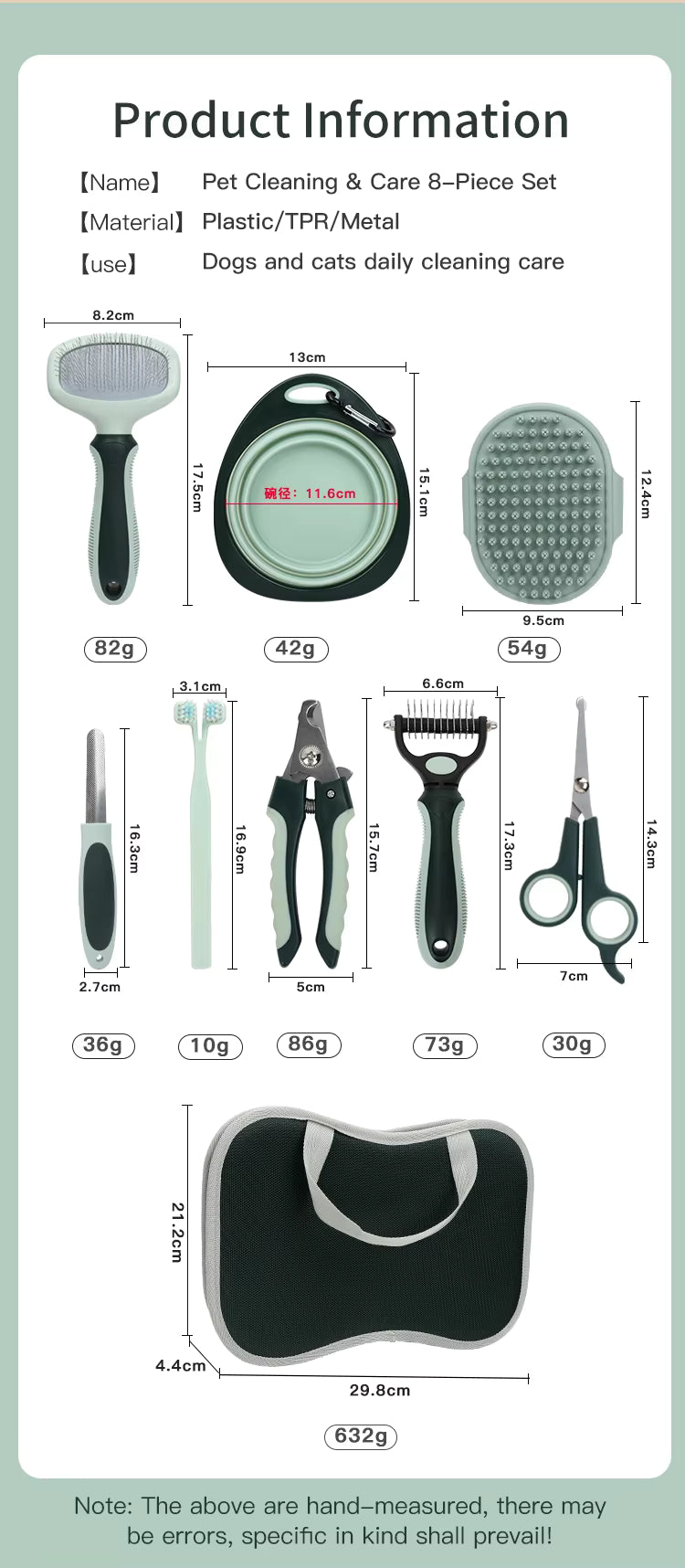 TPR and metal material daily care pet grooming kit