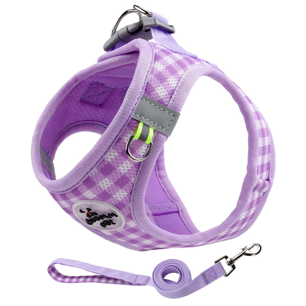 mesh purple dog harness leash